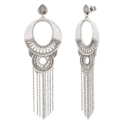 Noor dangling sleeper earrings - silver