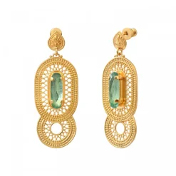 Noor pierced stud earrings - green