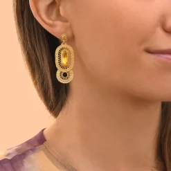 Noor pierced stud earrings - yellow
