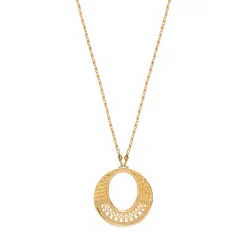 Noor round pendant necklace - gold