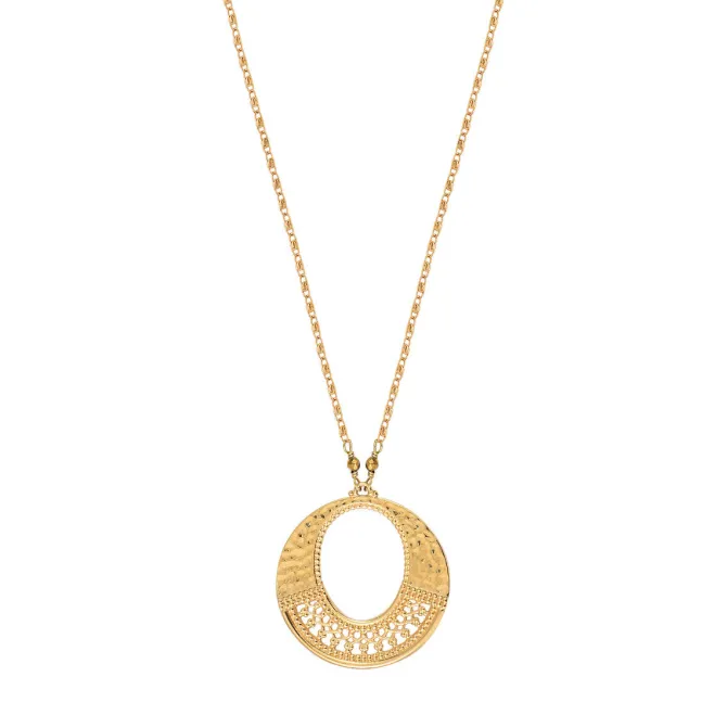 Noor round pendant necklace - gold