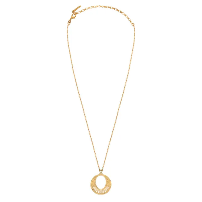 Noor round pendant necklace - gold