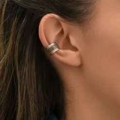 Noor thin ear cuff earrings - silver