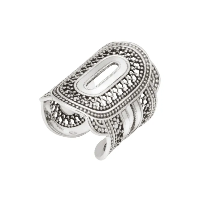 Noor wide adjustable ring - silver