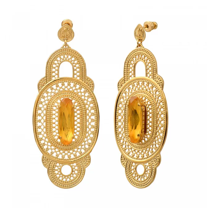 Noor wide stud earrings - yellow