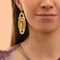 Noor wide stud earrings - yellow