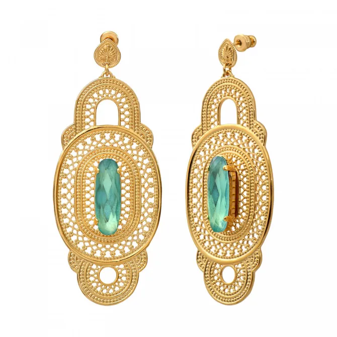Noor wide stud earrings - green