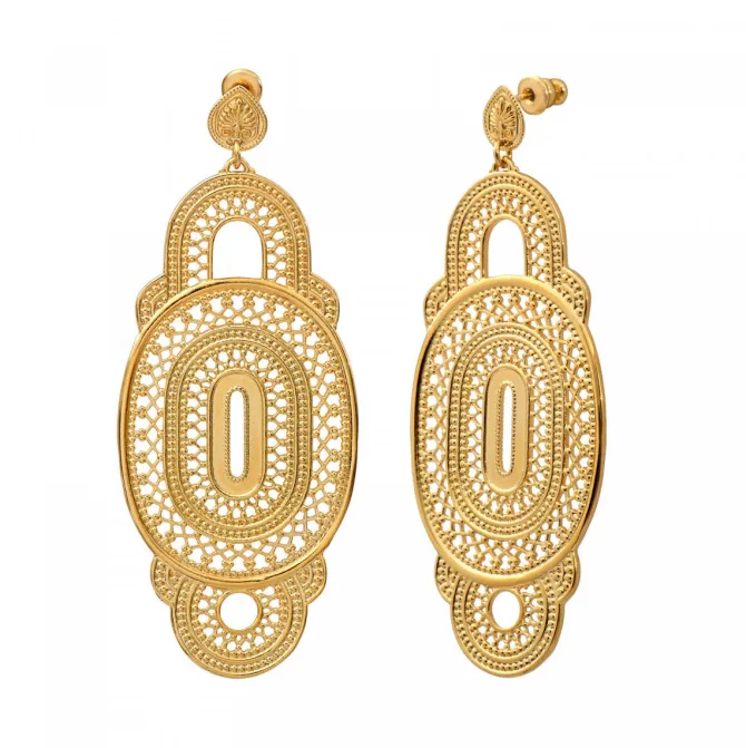 Noor wide stud earrings for pierced ears - gold