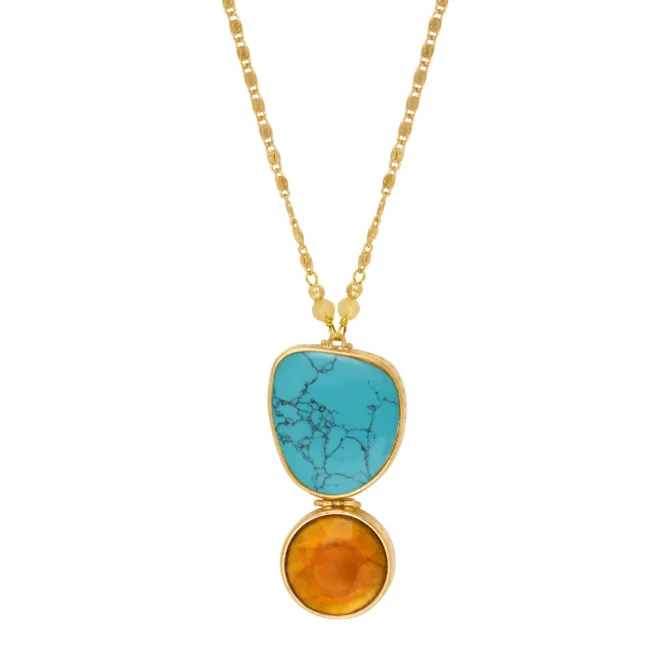 Noto Adjustable Pendant Necklace - Turquoise