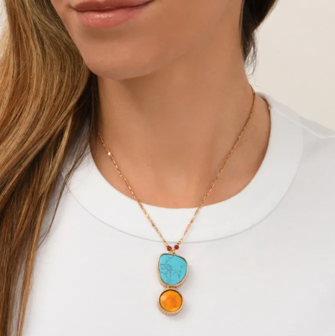 Noto Adjustable Pendant Necklace - Turquoise