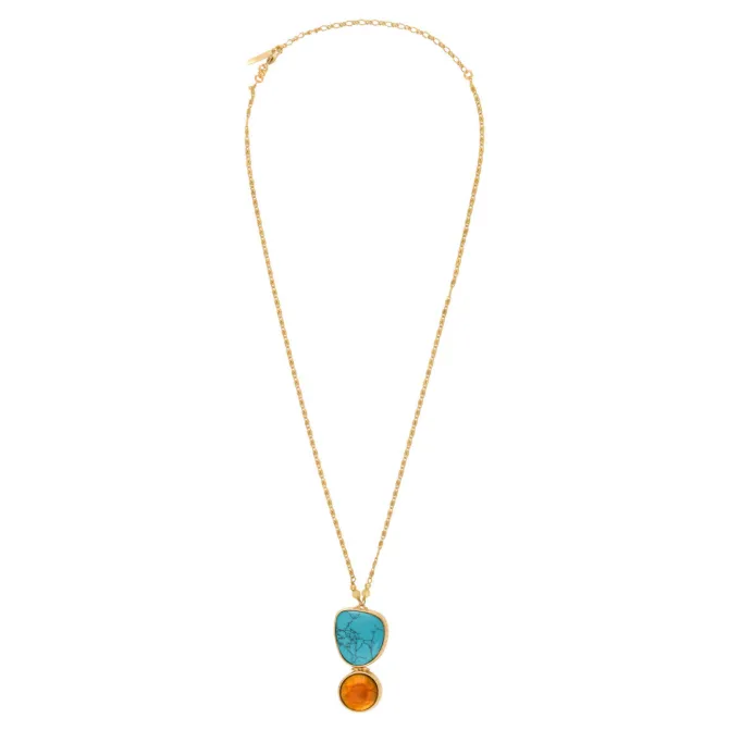 Noto Adjustable Pendant Necklace - Turquoise
