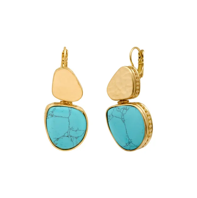 Noto dangle sleeper earrings - turquoise