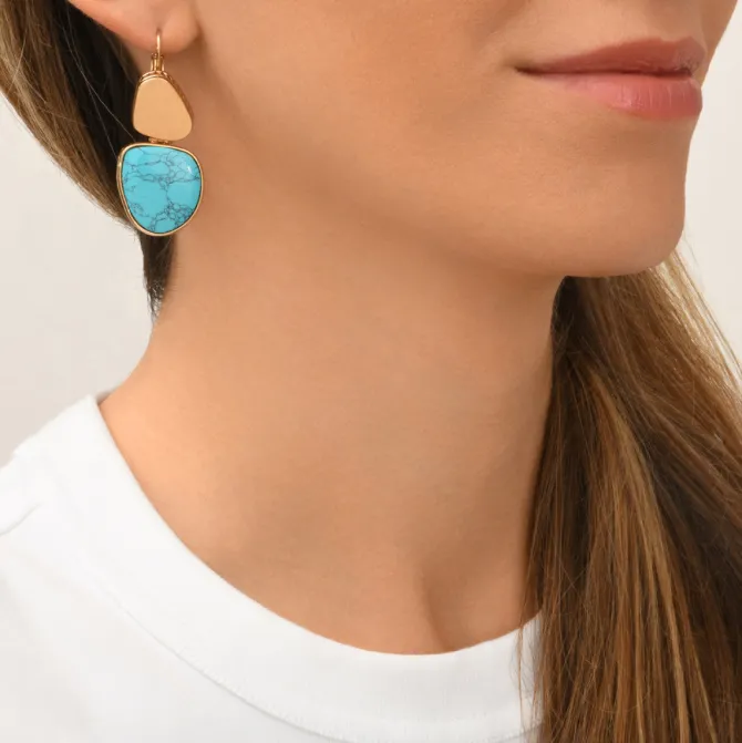 Noto dangle sleeper earrings - turquoise
