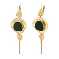 Noto dangling sleeper earrings - green