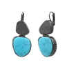 Noto dangling sleeper earrings - ruthenium turquoise