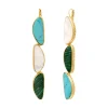 Noto long sleeper earrings - green and turquoise