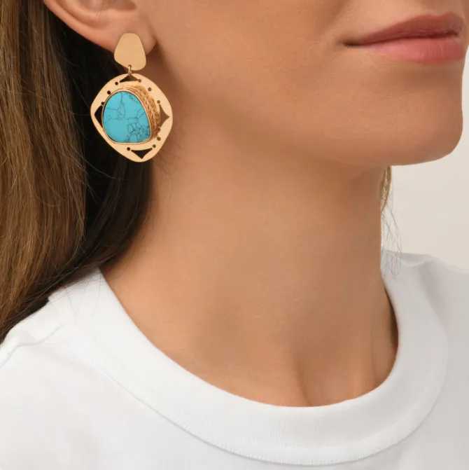 Noto pierced stud earrings - turquoise