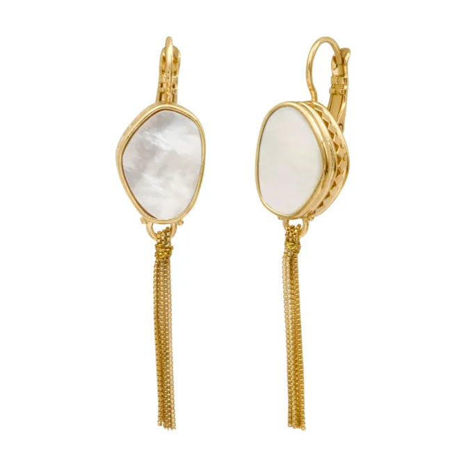 Noto sleeper drop earrings - mother-of-pearl