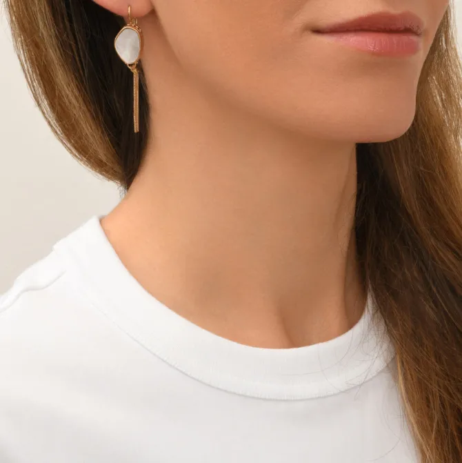 Noto sleeper drop earrings - mother-of-pearl