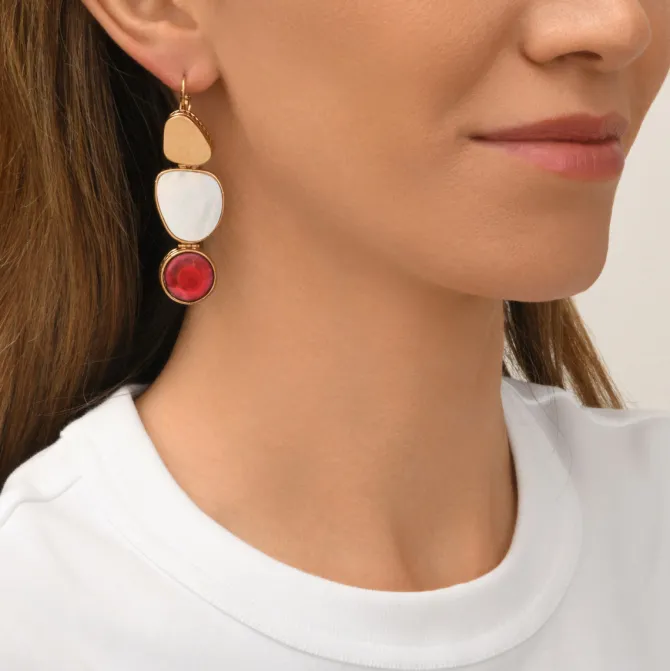 Noto sleeper earrings - red