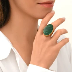 Noto wide adjustable ring - green