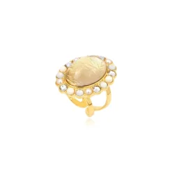 Océane medium oval adjustable ring – white