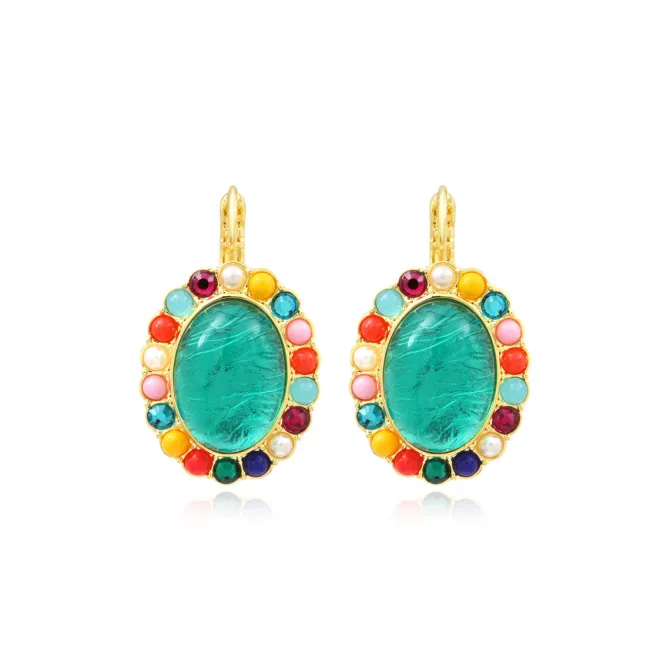 Océane oval sleeper earrings – turquoise