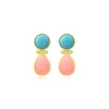 Océane pierced stud earrings – turquoise and pale pink