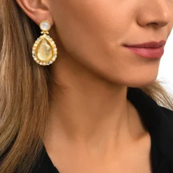 Oceane drop and rhinestone stud earrings – white