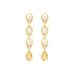 Oceane long pierced stud earrings – white