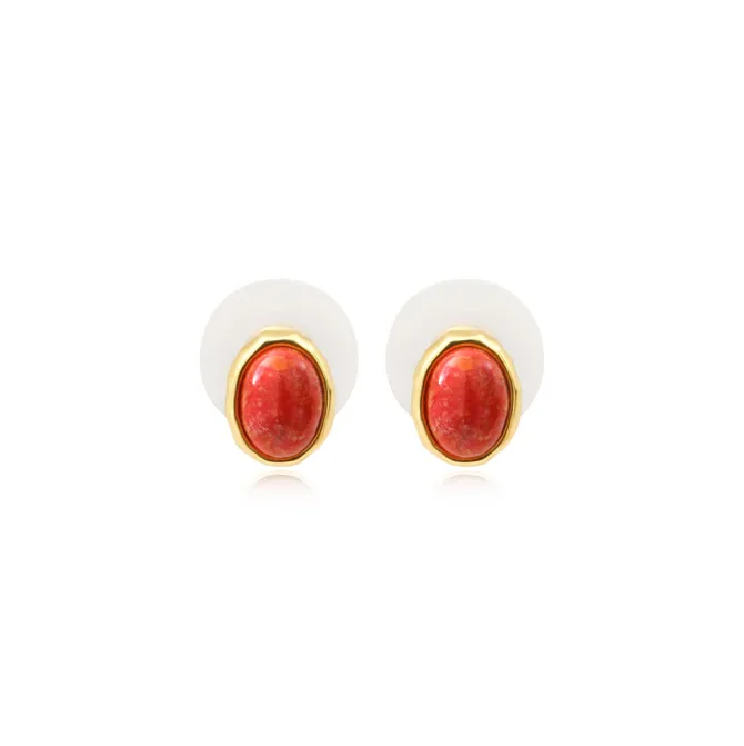 Oceane pierced stud earrings – coral
