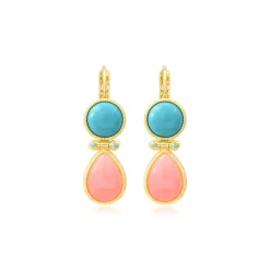 Oceane sleeper earrings – turquoise and pale pink