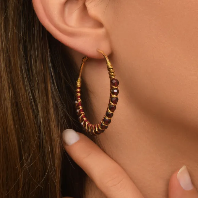 Panarea hoop earrings - garnet