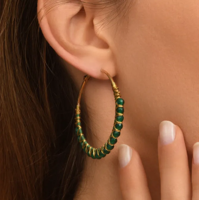 Panarea hoop earrings - green agate