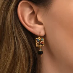 Persian square earrings - multicolored