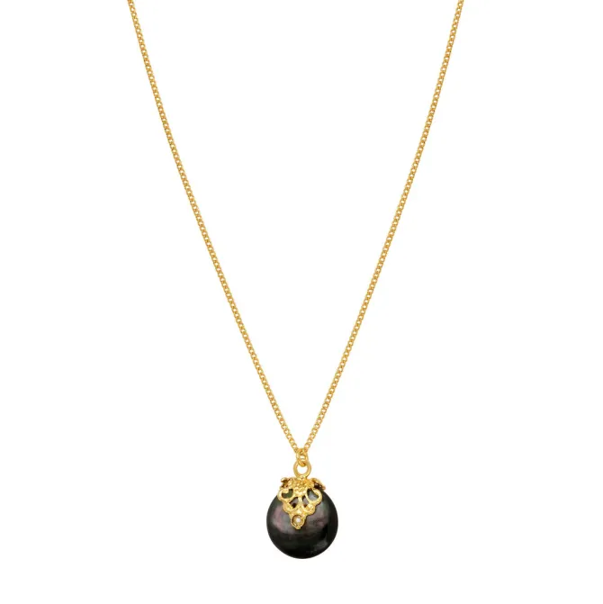 Positano adjustable pendant necklace - grey mother-of-pearl