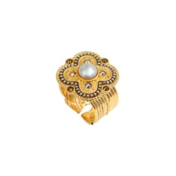 Positano adjustable ring - grey mother-of-pearl