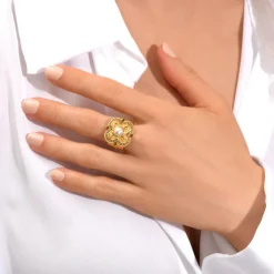 Positano adjustable ring - grey mother-of-pearl
