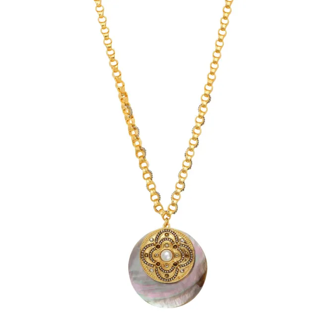 Positano chain necklace - grey mother-of-pearl