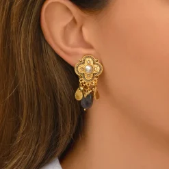 Positano clip-on earrings - grey mother-of-pearl