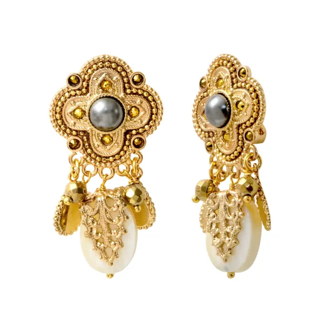 Positano clip-on earrings - white