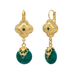Positano dangling sleeper earrings - green