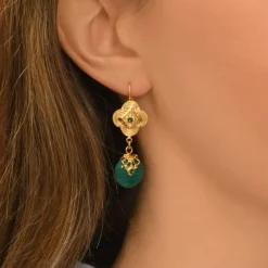 Positano dangling sleeper earrings - green