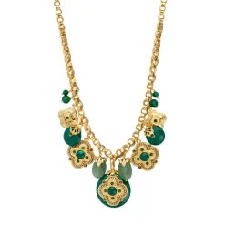 Positano medallion chain necklace - green