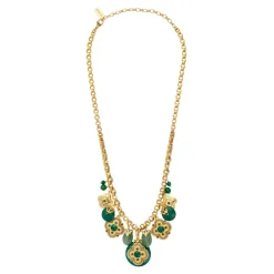 Positano medallion chain necklace - green