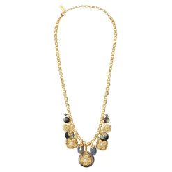Positano medallion chain necklace - grey mother-of-pearl