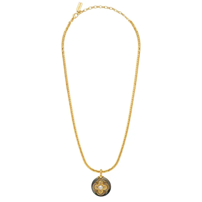 Positano pendant necklace - grey mother-of-pearl