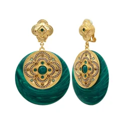 Positano round clip-on earrings - green