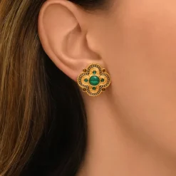 Positano thin clip-on earrings - green