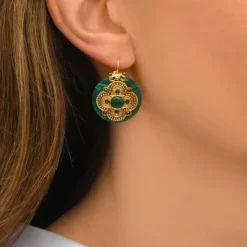 Positano thin sleeper earrings - green